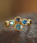 sapphire gold ring//artisan blue gem ring//emerald sapphire ring//engagement earrings//24k gold ring//emerald gold ring//24k gold earring