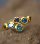 sapphire gold ring//artisan blue gem ring//emerald sapphire ring//engagement earrings//24k gold ring//emerald gold ring//24k gold earring