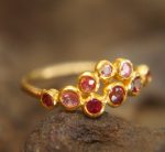 sapphire ruby gold ring//artisan sapphire ring//ruby sapphire ring//engagement earrings//24k gold ring//sapphire earrings //24k gold earring