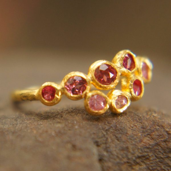 sapphire ruby gold ring//artisan sapphire ring//ruby sapphire ring//engagement earrings//24k gold ring//sapphire earrings //24k gold earring
