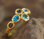 sapphire gold ring//artisan blue gem ring//emerald sapphire ring//engagement earrings//24k gold ring//emerald gold ring//24k gold earring