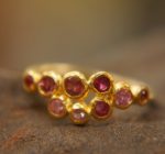 sapphire ruby gold ring//artisan sapphire ring//ruby sapphire ring//engagement earrings//24k gold ring//sapphire earrings //24k gold earring