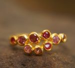 sapphire ruby gold ring//artisan sapphire ring//ruby sapphire ring//engagement earrings//24k gold ring//sapphire earrings //24k gold earring