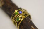 22k gold stacking ring//sapphire emerald ring//handmade one of a kind//boho engagement ring//gold nugget ring//custom made stacking ring