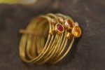 22k gold stacking ring//sapphire ruby ring//handmade one of a kind//boho engagement ring//gold nugget ring//custom made stacking ring