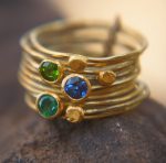 22k gold stacking ring//sapphire emerald ring//handmade one of a kind//boho engagement ring//gold nugget ring//custom made stacking ring