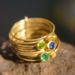 22k gold stacking ring//sapphire emerald ring//handmade one of a kind//boho engagement ring//gold nugget ring//custom made stacking ring