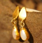 24k drop pearl, bezel setting solid gold pearl dangle stud, 24k gold pearl studs, artisan handmade boho earrings, one of a kind gold studs