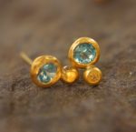 solid 24k gold//lilac appetite Studs//blue stud Earrings//gold stud earrings//24k gold earrings//green appetite gold studs//hand made