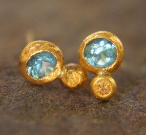 solid 24k gold//lilac appetite Studs//blue stud Earrings//gold stud earrings//24k gold earrings//green appetite gold studs//hand made