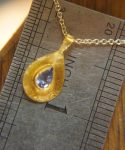 24k gold sapphire pendant//drop gold necklace//blue sapphire pendant,// sapphire gold drop//artisan sapphire 24k pendant//24k gold necklace