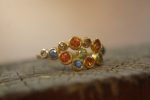 multi stone gold ring//diamond sapphire ring//multi stone ring//engagement earring//24k gold ring//orange sapphire ring//24k gold ring