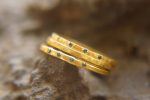 blue diamonds ring set//22k gold diamonds ring//hammered engagement//22k gold engagement//artisan blue diamonds ring//boho engagement ring