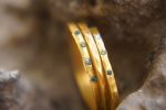blue diamonds ring set//22k gold diamonds ring//hammered engagement//22k gold engagement//artisan blue diamonds ring//boho engagement ring
