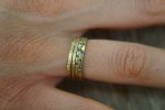 blue diamonds ring set//18k gold diamonds ring//hammered engagement//18k gold engagement//artisan blue diamonds ring//boho engagement ring