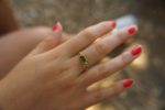 green tourmaline ring,blue sapphire ring, 24k gold ring, unique engagement earrings, 24k gold gem ring, gold tourmaline sapphire
