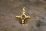 24k gold pendant//gold cross//gold artisan sapphire// sapphire gold pendant// sapphire gold cross// sapphire 24k cross//artisan gold cross