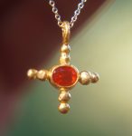 24k gold pendant//gold cross//gold artisan opal//fire opal gold pendant//fire opal gold cross// opal 24k cross//artisan gold cross