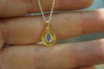 24k gold sapphire pendant//drop gold necklace//blue sapphire pendant,// sapphire gold drop//artisan sapphire 24k pendant//24k gold necklace