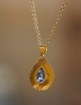24k gold sapphire pendant//drop gold necklace//blue sapphire pendant,// sapphire gold drop//artisan sapphire 24k pendant//24k gold necklace