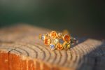 multi stone gold ring//diamond sapphire ring//multi stone ring//engagement earring//24k gold ring//orange sapphire ring//24k gold ring