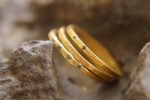 blue diamonds ring set//22k gold diamonds ring//hammered engagement//22k gold engagement//artisan blue diamonds ring//boho engagement ring