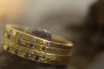 tiny diamonds ring set//18k gold diamonds ring//hammered engagement//18k gold engagement//multi stone diamonds ring//boho engagement ring