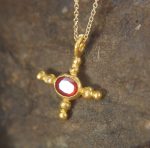 24k gold pendant//gold cross//gold artisan opal//fire opal gold pendant//fire opal gold cross// opal 24k cross//artisan gold cross