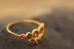 sapphire gold ring//artisan multi stone//Tanzanite sapphire ring//engagement earrings//24k gold ring//gold multi stone ring//24k gold ring