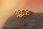 sapphire gold ring//artisan multi stone//Tanzanite sapphire ring//engagement earrings//24k gold ring//gold multi stone ring//24k gold ring