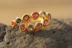 sapphire gold ring//artisan multi stone//Tanzanite sapphire ring//engagement earrings//24k gold ring//gold multi stone ring//24k gold ring