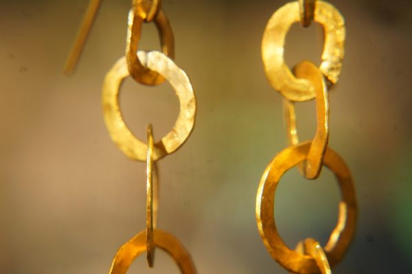 22K Gold earrings//solid gold dangle//Handcrafted Earrings//Minimalist 22k Jewelry//Wedding Earrings//anniversary gift//22k gold artisan