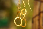 22K Gold earrings//solid gold dangle//Handcrafted Earrings//Minimalist 22k Jewelry//Wedding Earrings//anniversary gift//22k gold artisan