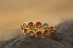 sapphire gold ring//artisan multi stone//Tanzanite sapphire ring//engagement earrings//24k gold ring//gold multi stone ring//24k gold ring