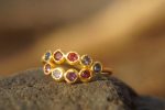 sapphire gold ring//artisan multi stone//Tanzanite sapphire ring//engagement earrings//24k gold ring//gold multi stone ring//24k gold ring