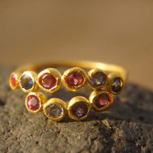 sapphire gold ring//artisan multi stone//Tanzanite sapphire ring//engagement earrings//24k gold ring//gold multi stone ring//24k gold ring