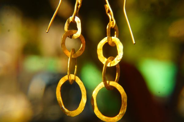 22K Gold earrings//solid gold dangle//Handcrafted Earrings//Minimalist 22k Jewelry//Wedding Earrings//anniversary gift//22k gold artisan