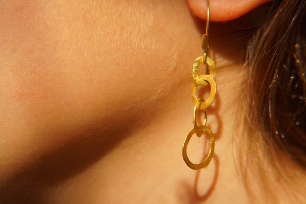 22K Gold earrings//solid gold dangle//Handcrafted Earrings//Minimalist 22k Jewelry//Wedding Earrings//anniversary gift//22k gold artisan