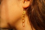 22K Gold earrings//solid gold dangle//Handcrafted Earrings//Minimalist 22k Jewelry//Wedding Earrings//anniversary gift//22k gold artisan