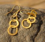 22K Gold earrings//solid gold dangle//Handcrafted Earrings//Minimalist 22k Jewelry//Wedding Earrings//anniversary gift//22k gold artisan