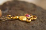 24k gold  pendant//gold ruby pendant//24k gold multi stone pendant//gold tourmaline pendant//24k gold necklace//ruby sapphire tourmaline