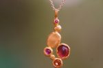 24k gold  pendant//gold ruby pendant//24k gold multi stone pendant//gold tourmaline pendant//24k gold necklace//ruby sapphire tourmaline