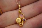 24k gold  pendant//gold ruby pendant//24k gold multi stone pendant//gold tourmaline pendant//24k gold necklace//ruby sapphire tourmaline