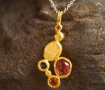 24k gold  pendant//gold ruby pendant//24k gold multi stone pendant//gold tourmaline pendant//24k gold necklace//ruby sapphire tourmaline