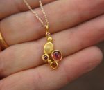 24k gold  pendant//gold ruby pendant//24k gold multi stone pendant//gold tourmaline pendant//24k gold necklace//ruby sapphire tourmaline