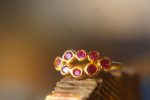 ruby gold ring//artisan ruby ring//24k gold ruby ring//engagement ring//tiny rubies//red gem gold ring //multi stone ring// tiny rubies