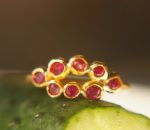 ruby gold ring//artisan ruby ring//24k gold ruby ring//engagement ring//tiny rubies//red gem gold ring //multi stone ring// tiny rubies