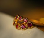 ruby gold ring//artisan ruby ring//24k gold ruby ring//engagement ring//tiny rubies//red gem gold ring //multi stone ring// tiny rubies