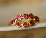 ruby gold ring//artisan ruby ring//24k gold ruby ring//engagement ring//tiny rubies//red gem gold ring //multi stone ring// tiny rubies
