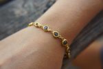 black diamonds bracelet//24k gold bracelet//24k gold bracelet//diamonds charm bracelet//diamond gold bracelet//rough black diamonds charm
